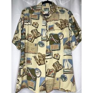 Reyn Spooner American Classics France Travel Voyages Hawaiian Shirt Men's Medium